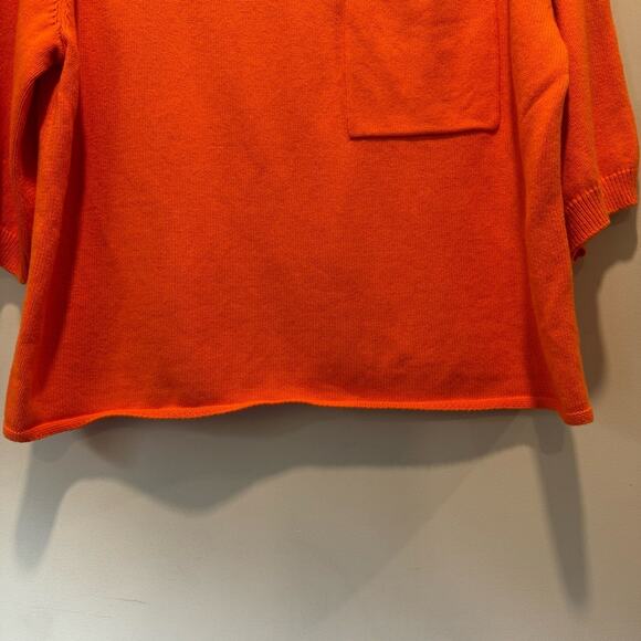 🍁Oui Viscose Cotton Blend 3/4 Sleeve Crew Neck Sweater Top Orange Minimalist 8 - Picture 4 of 14